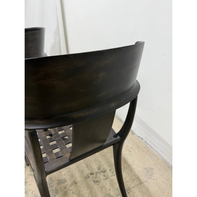 Michael Taylor Bronzed Klismos Garden Chairs With Leather Cushions, 1990s For Sale - Image 14 of 18