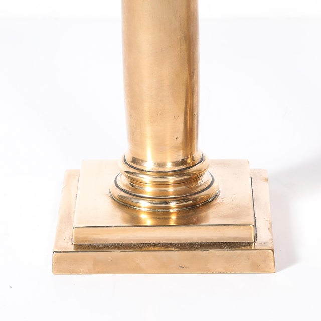 Bronze Art Deco Solid Bronze Plinth Base Corinthian Style Candleholders Signed Gorham For Sale - Image 8 of 15
