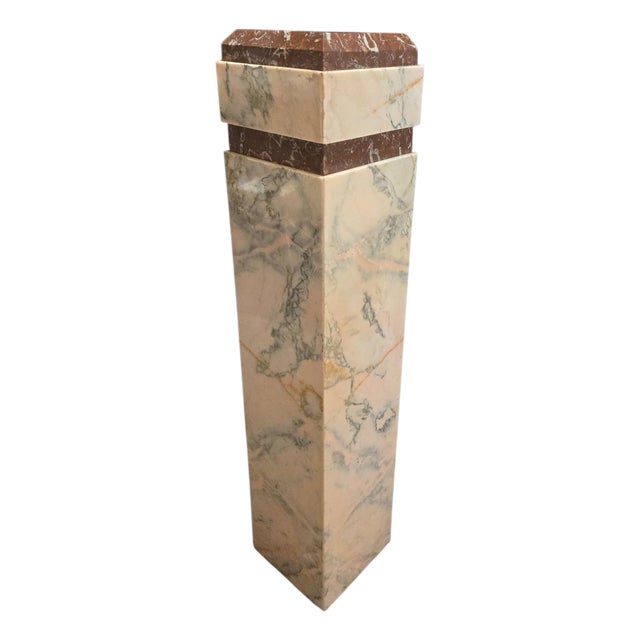 Art Deco Pedestal in Red Marble, Early 20th Century For Sale