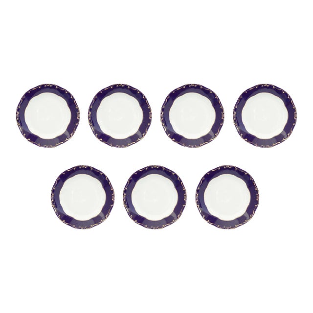 Pompadour III Cobalt & 18k Bread Plates For Sale