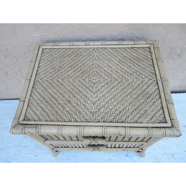 Vintage Nightstand Wicker Rattan Tan Two Drawer For Sale - Image 10 of 10