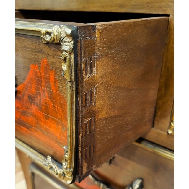 Vintage French Style Japanese Tansu Painted Bronze & Marble Top Commode Dresser For Sale - Image 15 of 18