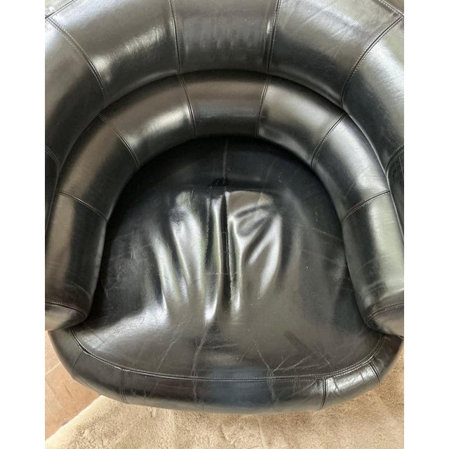 Black Black Faux Leather Armchair in the style of Eileen Gray For Sale - Image 8 of 10