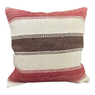 Turkish Hemp Pillow Cushion Natural Beige Red Cushion Cover 20"x20" For Sale