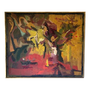 1960s Abstract Expressionist Painting by Gladys Aller, American School, Framed