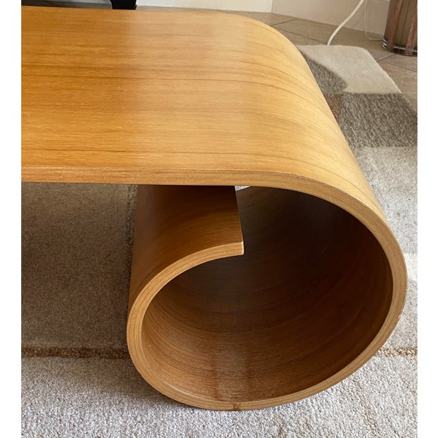 Late 20th Century Kino Guerin Sculpted Bent Wood Ribbon Coffee Table in Laminated Walnut, Signed For Sale - Image 11 of 11