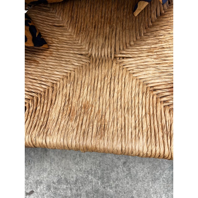 Collection of Vintage Farmhouse Wooden Ladderback Chairs With Custom Cushions For Sale - Image 10 of 10