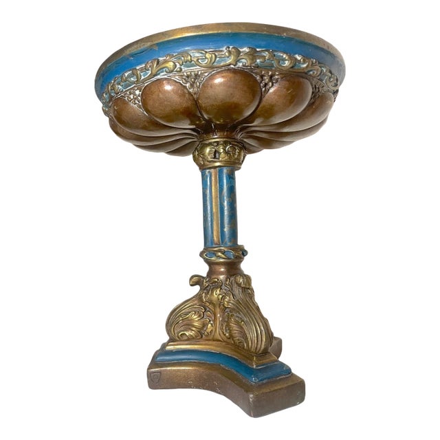 Huge Antique 1800's Armor Bronze Clad Co. Centerpiece Compote Tazza Footed Bowl For Sale