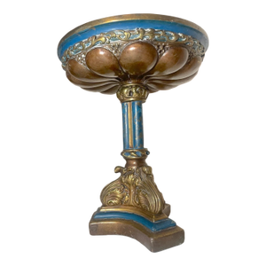 Huge Antique 1800's Armor Bronze Clad Co. Centerpiece Compote Tazza Footed Bowl
