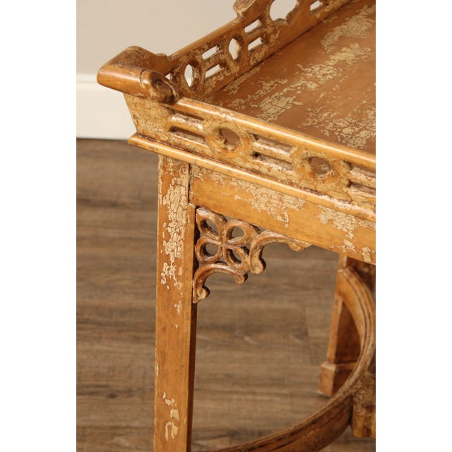 Chinese Chippendale Style Distress Painted Tea Table For Sale In Philadelphia - Image 6 of 12