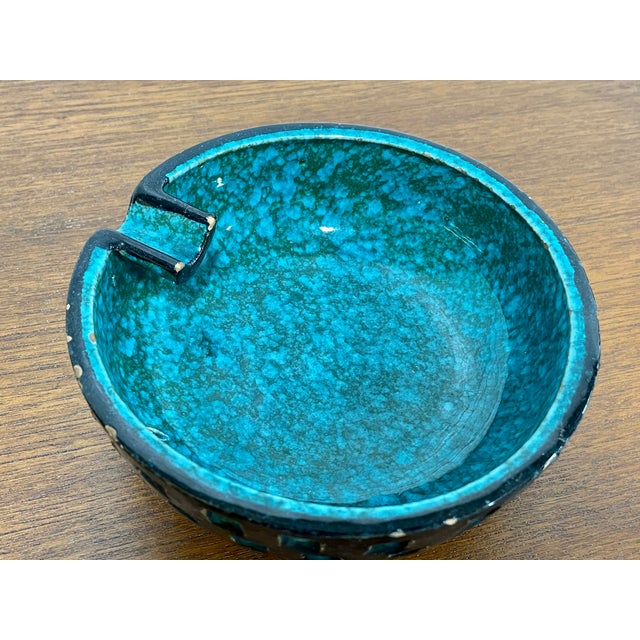 1960s Mid Century Modern Ceramic Turquoise Ashtray Bowl by Bitossi, C. 1960's For Sale - Image 5 of 10