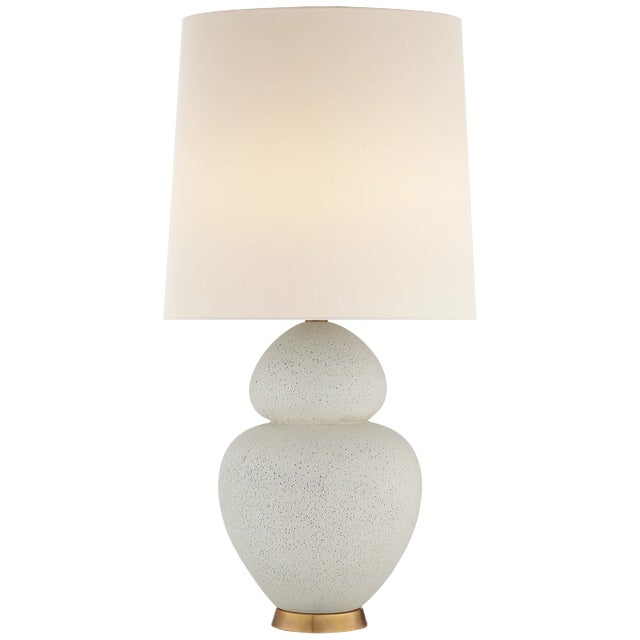 AERIN for Visual Comfort Signature Michelena Table Lamp in Chalk White with Linen Shade For Sale