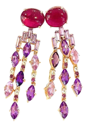 Bochic “Capri” Vintage Ruby & Purple Amethyst Earrings Set in 18K Gold & Silver