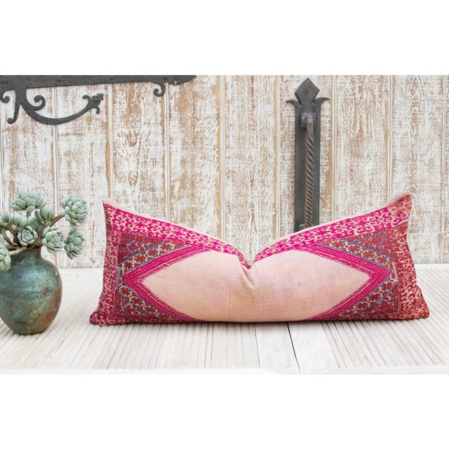 Magenta Antique Maira Sindh Silk Pillow For Sale - Image 8 of 9
