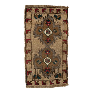 Brown & Red Mini Vintage Rug For Sale