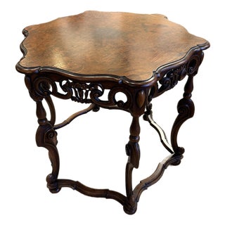 1930s French Walnut Center Table For Sale