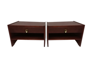 Rosewood & Brass Nightstands, 1950s, Set of 2