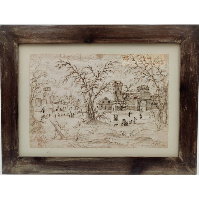 Dutch Artist, Landscape, Indian Ink Drawing, 1680 For Sale - Image 6 of 9