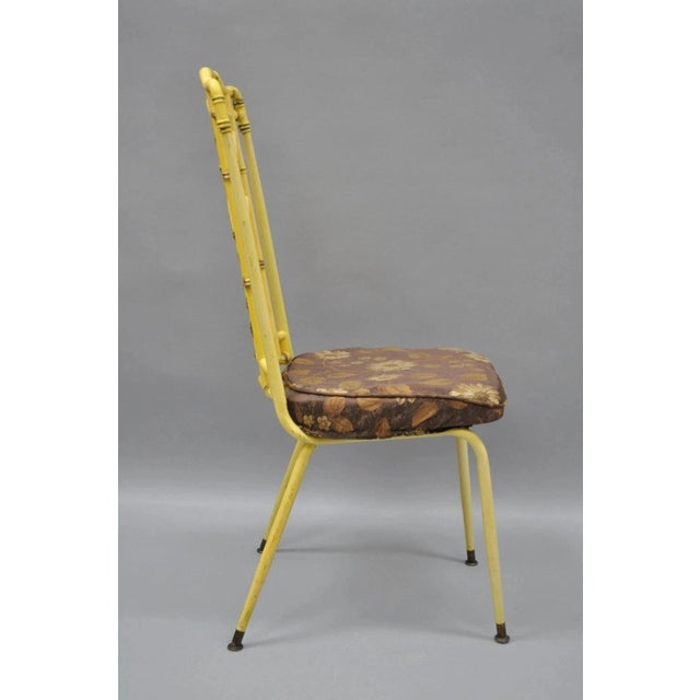 Yellow Late 20th Century Hollywood Regency Chinese Chippendale Yellow Metal Faux Bamboo Dining Side Chair For Sale - Image 8 of 10