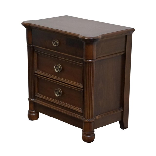 Stanley Furniture Late 20th Century Stanley Furniture Solid Cherry Italian Inspired Traditional 28" Three Drawer Nightstand For Sale - Image 4 of 13