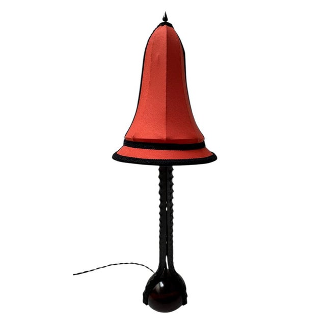 Magnificent and ultra rare Art Deco Amsterdamse School table lamp. Design by Piet Kramer. Striking Dutch design from the...