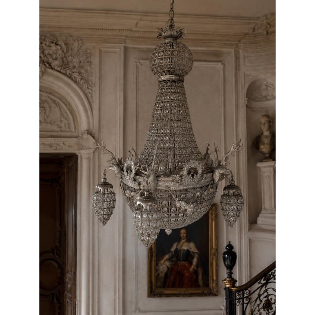 1980 French Artisan Louis XVI Silver Bronze Chandelier For Sale - Image 15 of 17