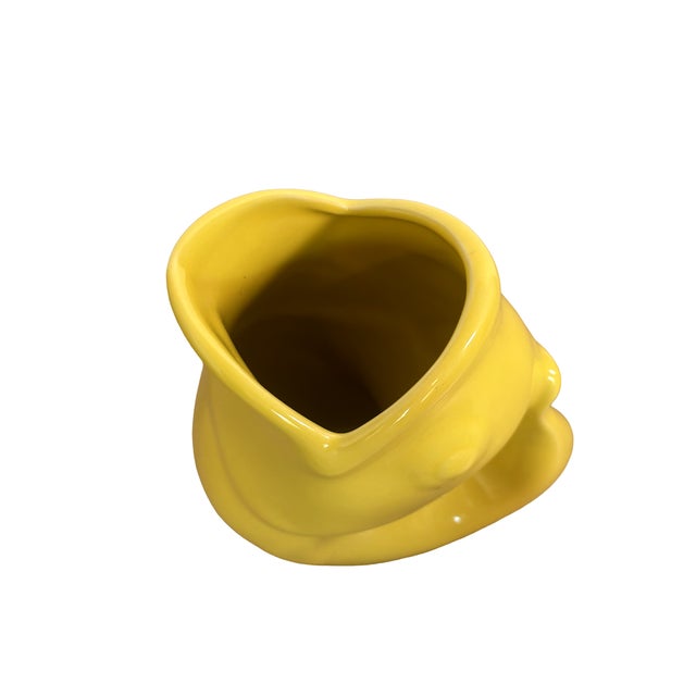 Yellow GurglePot Fish Pitcher Ceramic Vase 2006 Coastal For Sale In Charleston - Image 6 of 7