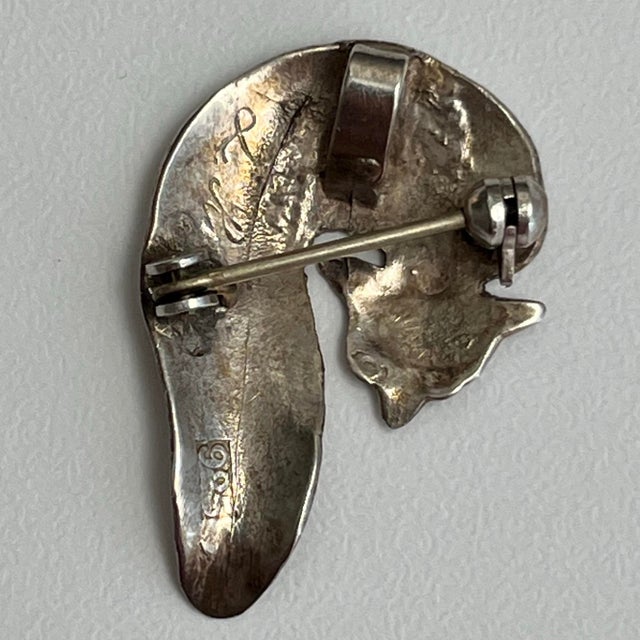 Metal Signed Letti Rapp Swedish Modernist Sterling Silver Fox Brooch Pendant Original Box Ephemera For Sale - Image 7 of 11