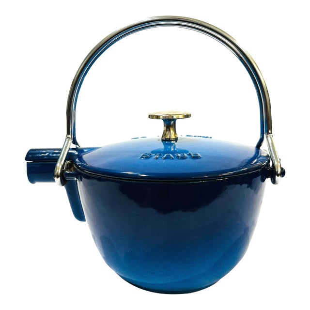 Staub - Vintage Le Thieire Enameled Cast Iron Tea Kettle - 1.5 Qt Capacity - Blue For Sale