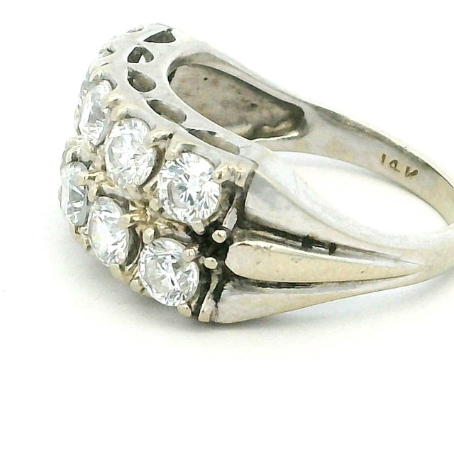 Mid-Century 2.0 Carat Diamond Double Row Band Ring in 14K White Gold For Sale - Image 9 of 13
