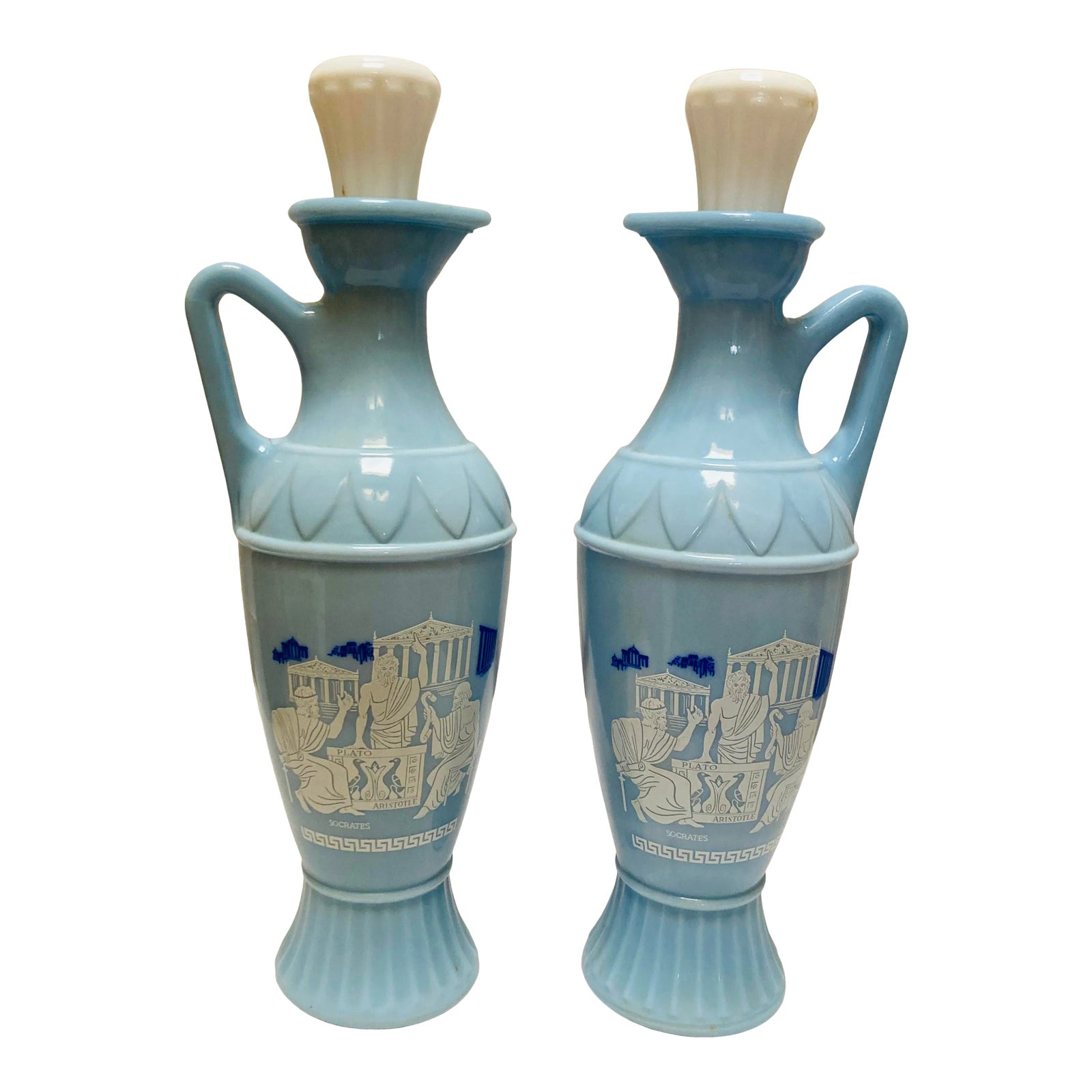 1960’s Vintage Blue Milk Glass Cruets a Pair Chairish