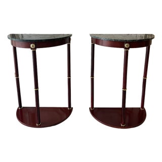 Mahogany Empire Style Console Tables, 1990s, Set of 2 For Sale