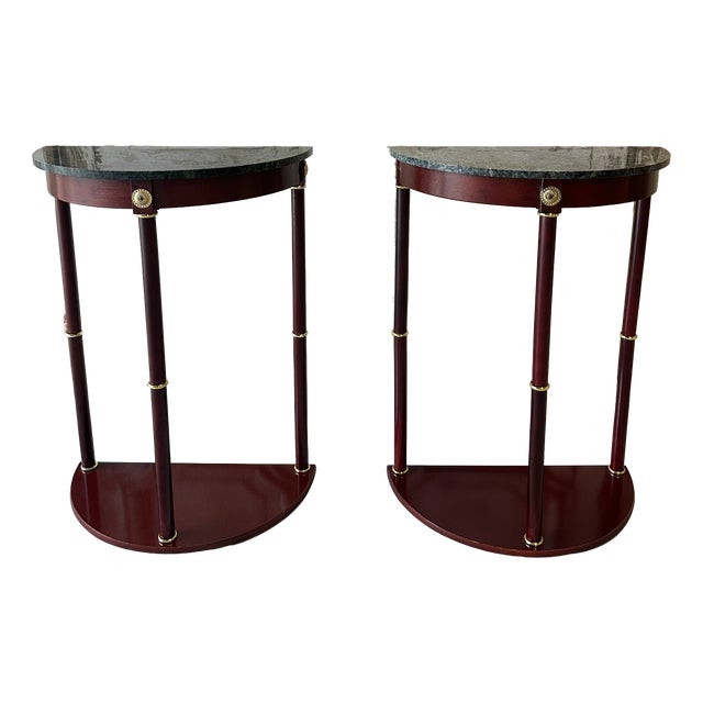 Mahogany Empire Style Console Tables, 1990s, Set of 2 For Sale