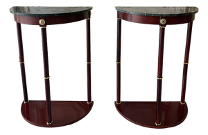 Mahogany Empire Style Console Tables, 1990s, Set of 2