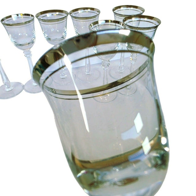 Vintage Mikasa Silver Mist 57618 Cordial Glasses Platinum Rim Set of 8, 1979-87 For Sale - Image 12 of 15