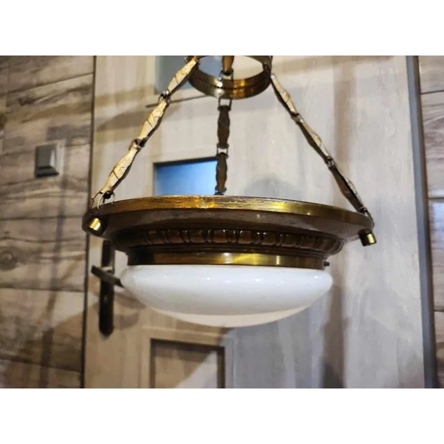 Art Deco Brass Chandelier, 1920s For Sale - Image 6 of 10