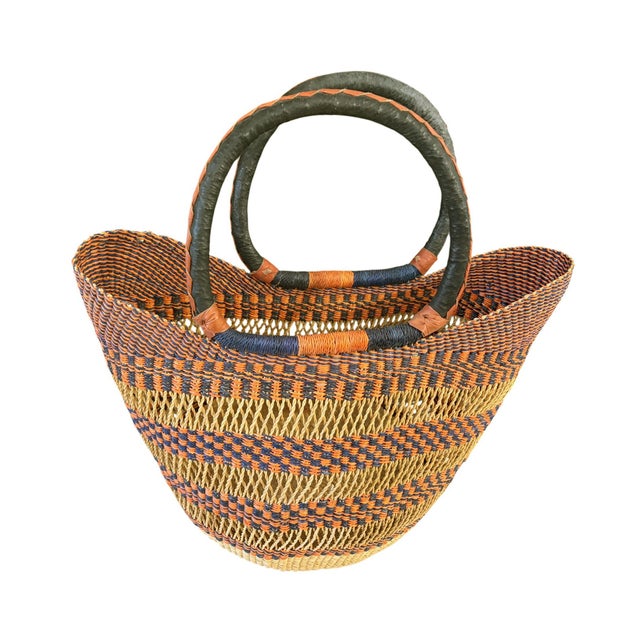 2000 - 2009 Large African Ghanian Bolga Basket 19" H by 19" W For Sale - Image 5 of 8