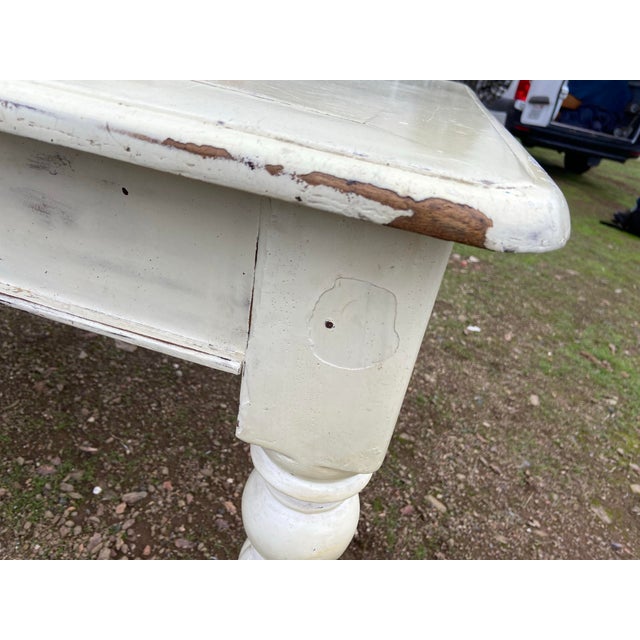 Farmhouse Antique Rustic Pine Farmhouse Shabby Chick Dining Room Kitchen Table For Sale - Image 3 of 12