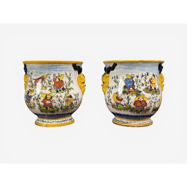 Blue French Modern, Majolica Jardinieres, Ceramic, France, 1870s For Sale - Image 8 of 12