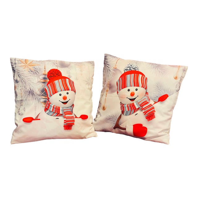 20 Th C Pair Snowmen Pillow Covers For Sale