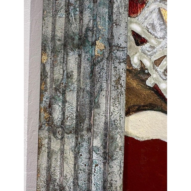 2010s Andrea Stella "I Walk in the Art" Red Gold Leaf Oil Mixed Media Painting, Figurative, Italian Contemporary Art, 2010 For Sale - Image 5 of 8