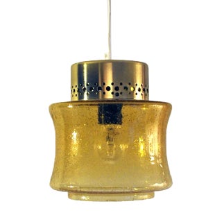 Vintage Danish Brass and Glass Pendant For Sale
