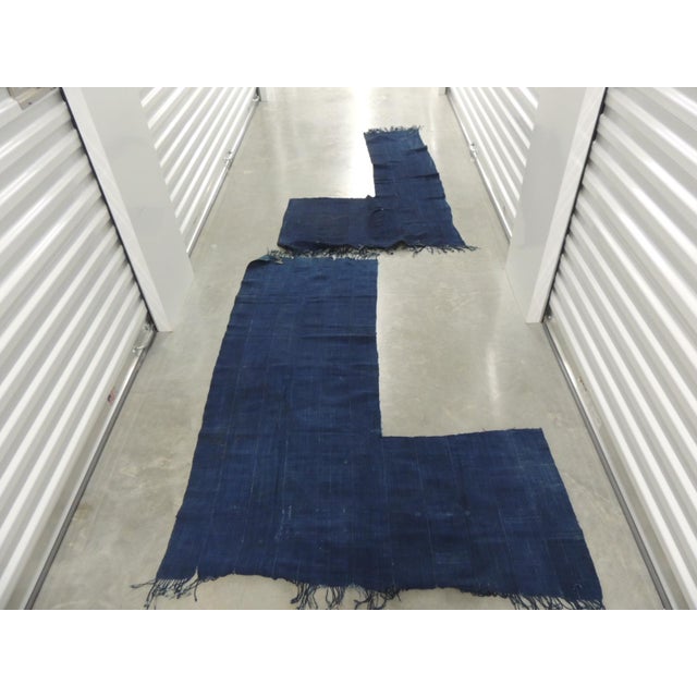 Vintage Indigo Blue African Mudcloth Textiles Fragments - Set of 2 Please see images for details. Size: 24”H x 62”Long +...