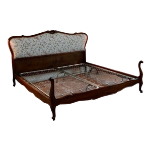 Vintage French Louis XV Style Carved Walnut Bedframe
