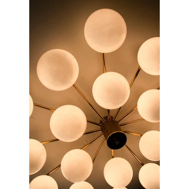 21st Century Natural Brass Glossy White Murano Globes Flush Mount by Fabio LTD For Sale - Image 10 of 10