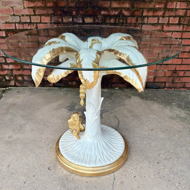 Late 20th Century Palm Beach Regency Parcel Gilt Monkey and Palm Tree Dining Table -Newly Painted For Sale In Mobile - Image 6 of 12