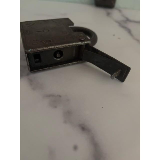 Antique Inscribed Metal Locks, a Pair For Sale - Image 4 of 5