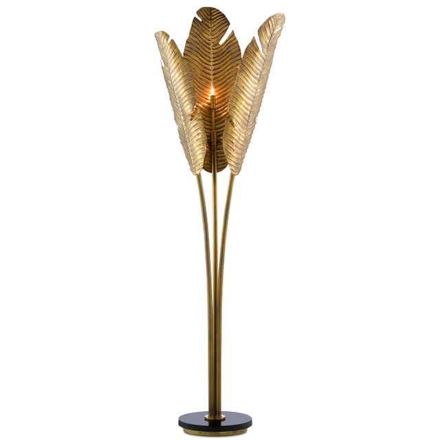 Transitional Currey & Company Tropical Floor Lamp For Sale - Image 3 of 4