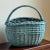 Wood Vintage Cornflower Blue European-Style Market Basket For Sale - Image 7 of 12