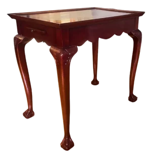 Vintage Queen Anne Style Mahogany Serpentine Gallery Tea Candle Tray Table